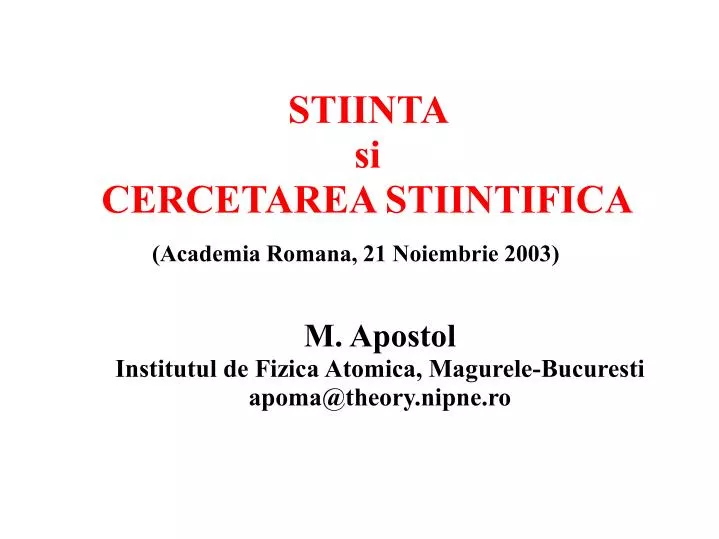 Ppt Stiinta Si Cercetarea Stiintifica Powerpoint Presentation