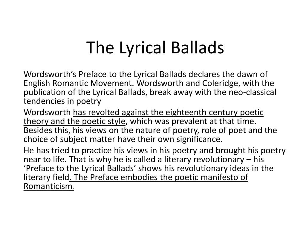 lyrical ballads resumen
