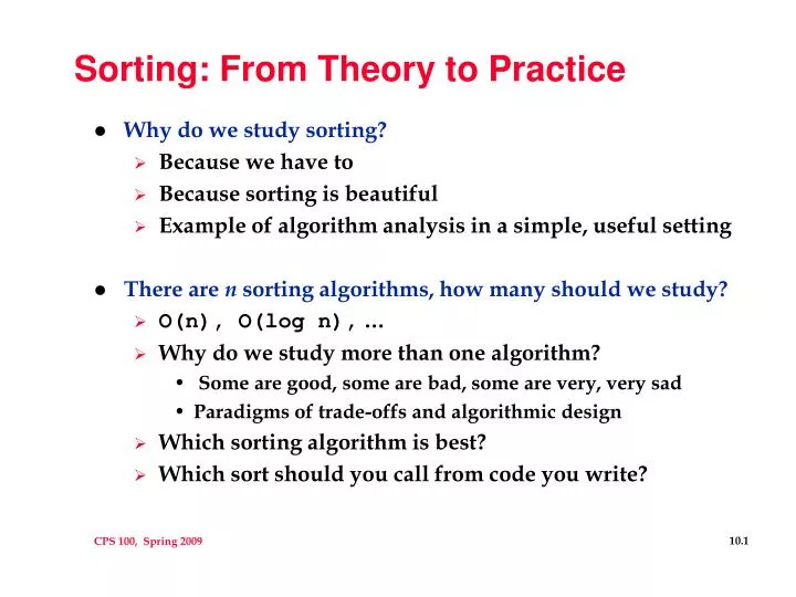 PPT - Sorting: From Theory to Practice PowerPoint Presentation, free ...