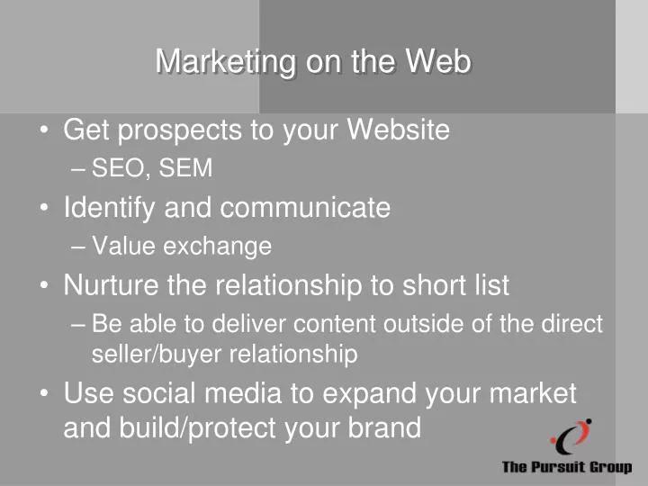 marketing on the web n.