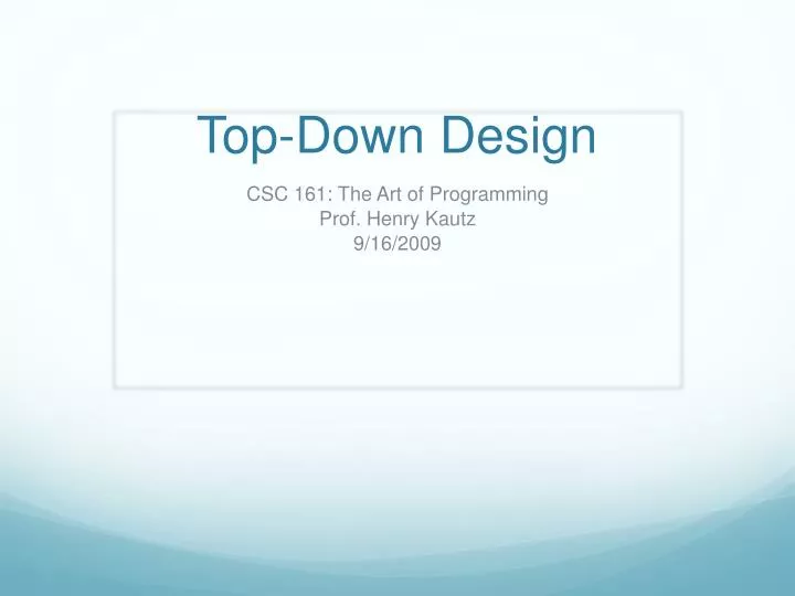 top down design