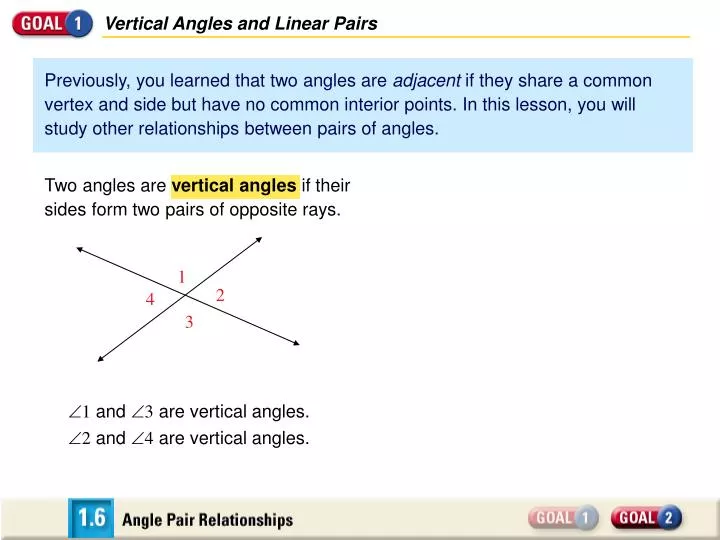 Ppt Vertical Angles And Linear Pairs Powerpoint