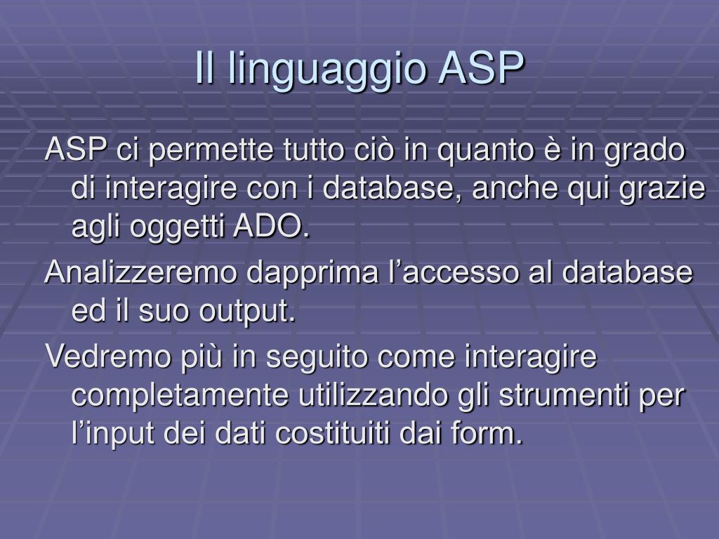 PPT - Il linguaggio ASP PowerPoint Presentation, free download - ID:5427856