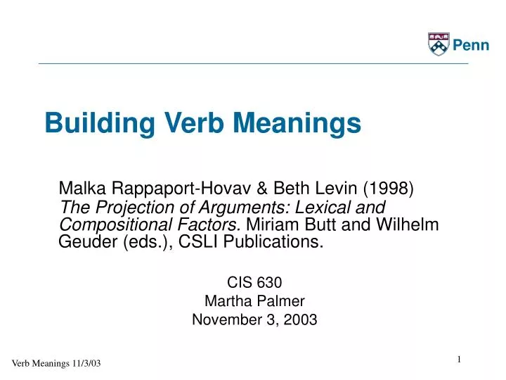 PPT - Building Verb Meanings PowerPoint Presentation, free download ...
