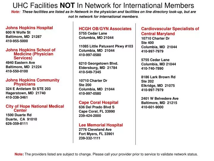 PPT Johns Hopkins Hospital 600 N Wolfe St Baltimore MD 21287 410