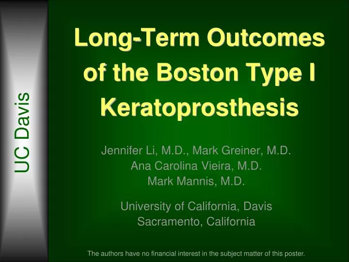 long term outcomes of the boston type i keratoprosthesis n.