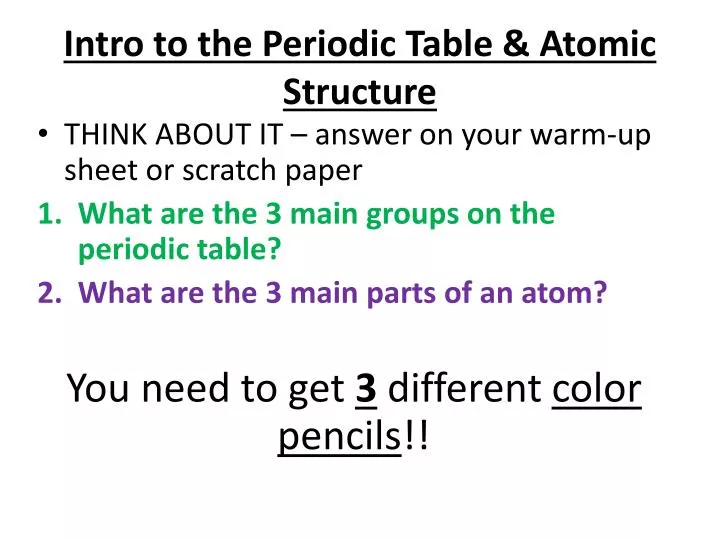 PPT - Intro to the Periodic Table & Atomic Structure PowerPoint Presentation  - ID:5430160