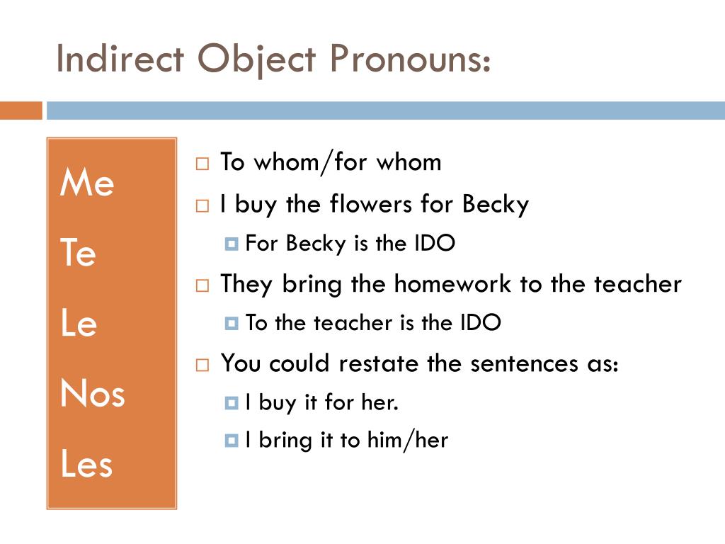 Indirect Pronouns Worksheet