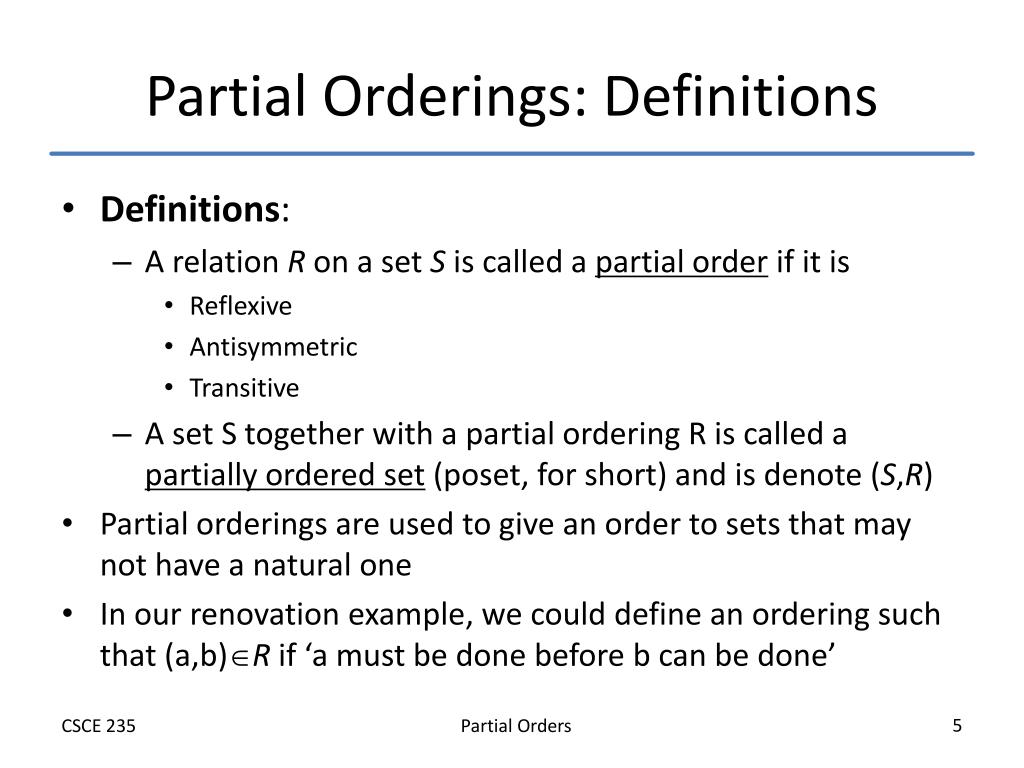 PPT - Partial Orders PowerPoint Presentation, free download - ID:5431557