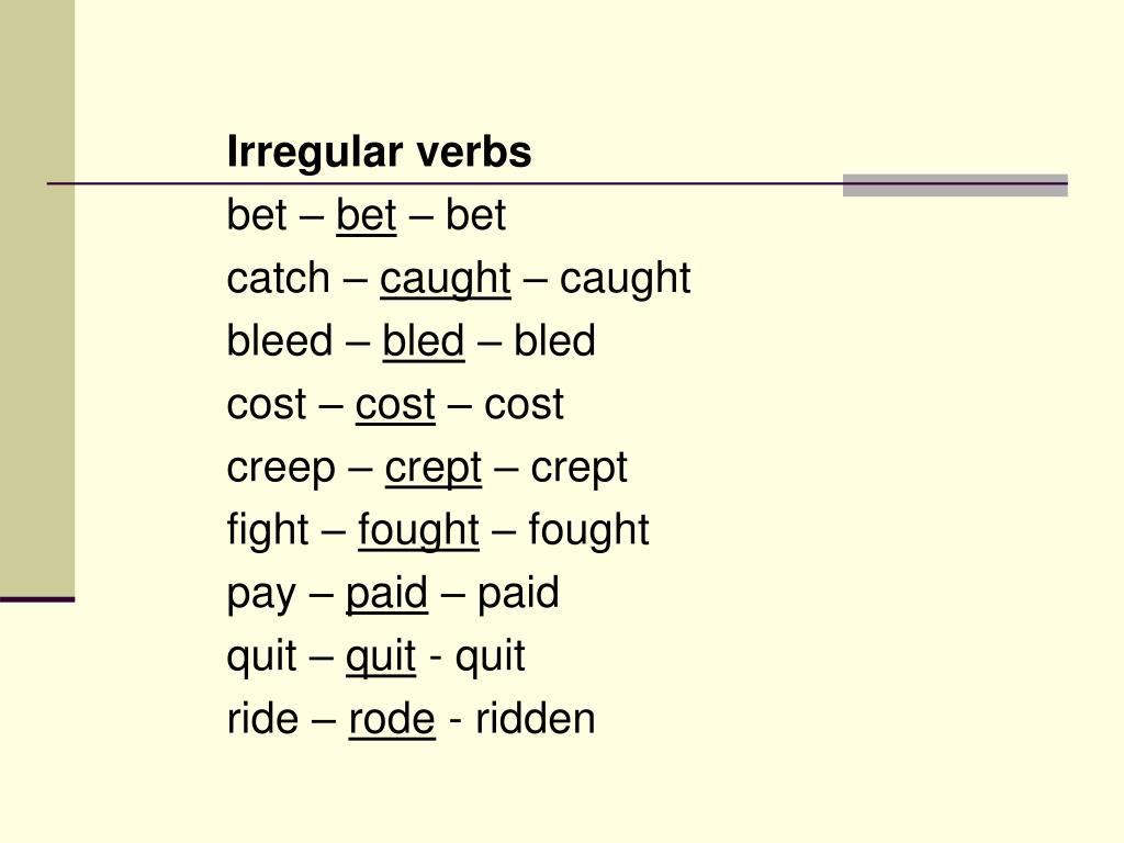 Неправильные глаголы fight. Quit 3 формы глагола.