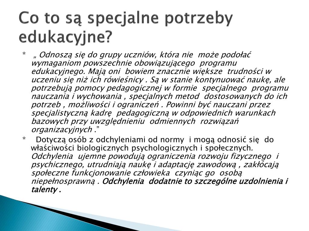 Co To Są Indywidualne Potrzeby Rozwojowe I Edukacyjne PPT - Praca z uczniem o specjalnych potrzebach edukacyjnych PowerPoint