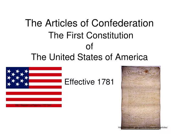 the articles of confederation as the first constitution of the united states of america Articles of confederation: articles of confederation, first us constitution (1781–89), which served as a bridge between the initial government by the continental congress of the revolutionary period and the federal government. the articles of confederation as the first constitution of the united states of america Articles of confederation: articles of confederation, first us constitution (1781–89), which served as a bridge between the initial government by the continental congress of the revolutionary period and the federal government.