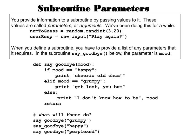 PPT - Review: Subroutines in Python PowerPoint Presentation - ID:5436947