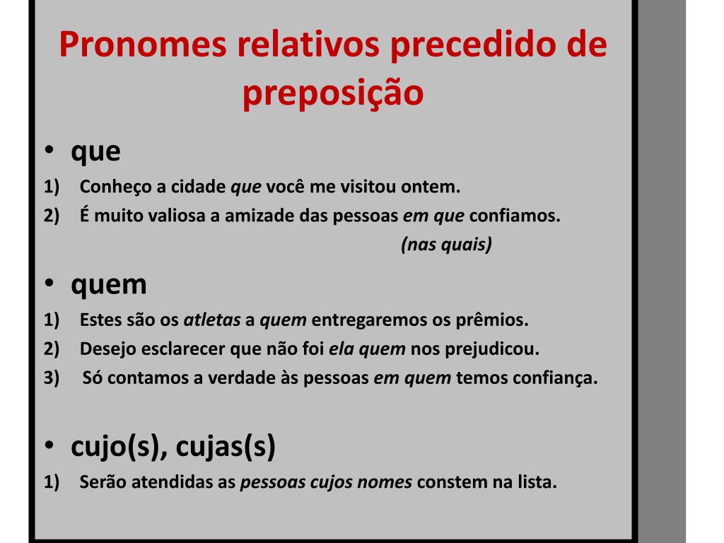 Características dos pronomes relativos