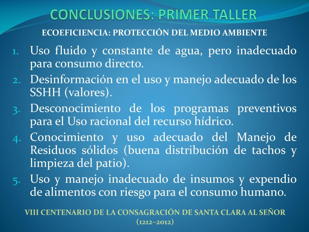 PPT - CONCLUSIONES: PRIMER TALLER PowerPoint Presentation, free download -  ID:5438924