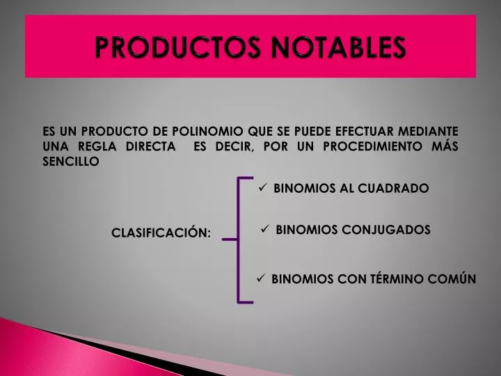 PPT PRODUCTOS NOTABLES PowerPoint Presentation ID5439148