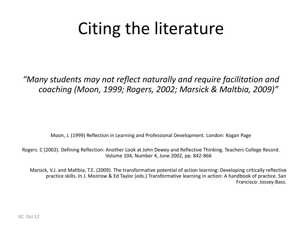 in text citation literature review