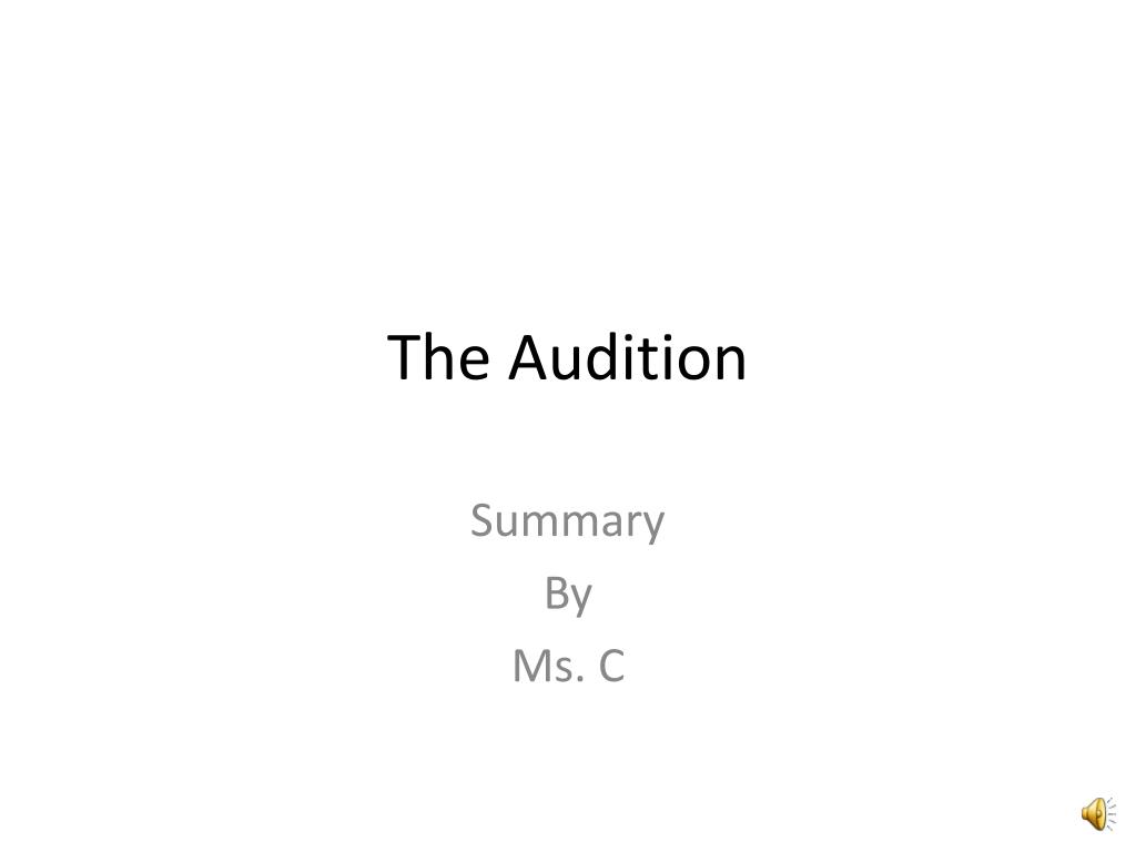 audition by michael shurtleff summary