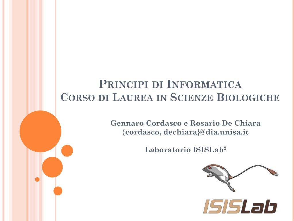 PPT - Principi di Informatica Corso di Laurea in Scienze Biologiche  PowerPoint Presentation - ID:5448008