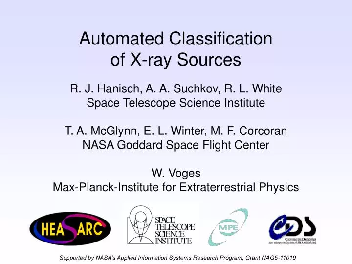 PPT Automated Classification of Xray Sources PowerPoint Presentation
