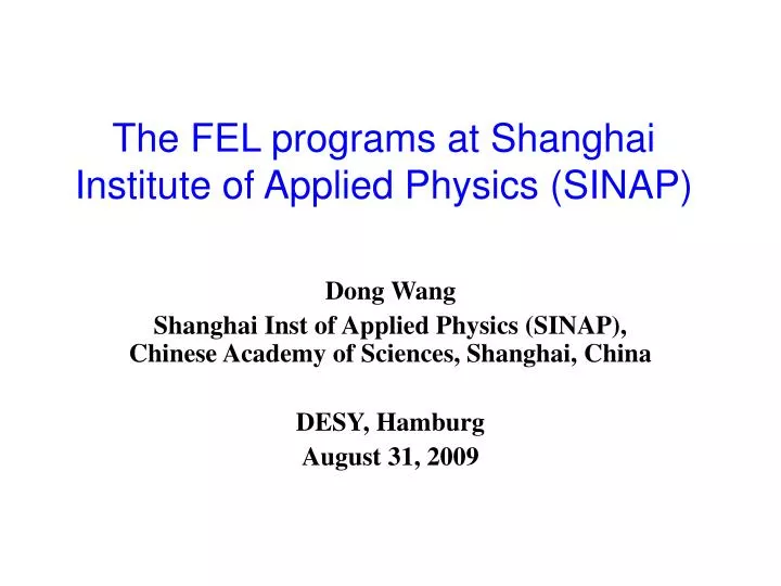 the fel programs at shanghai institute of applied physics sinap n.