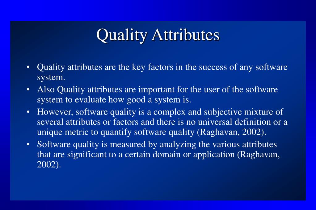 Quality factor, Quality Characteristics, Definitions