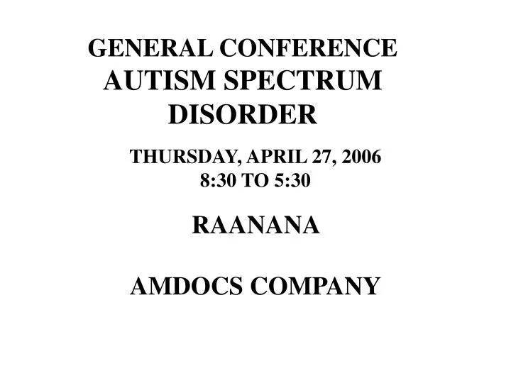 general conference autism spectrum disorder n.
