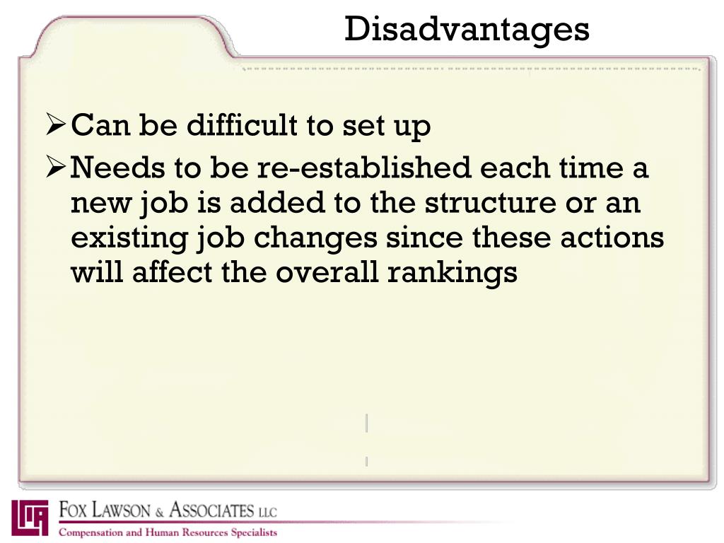 Advantages disadvantages point system job evaluation