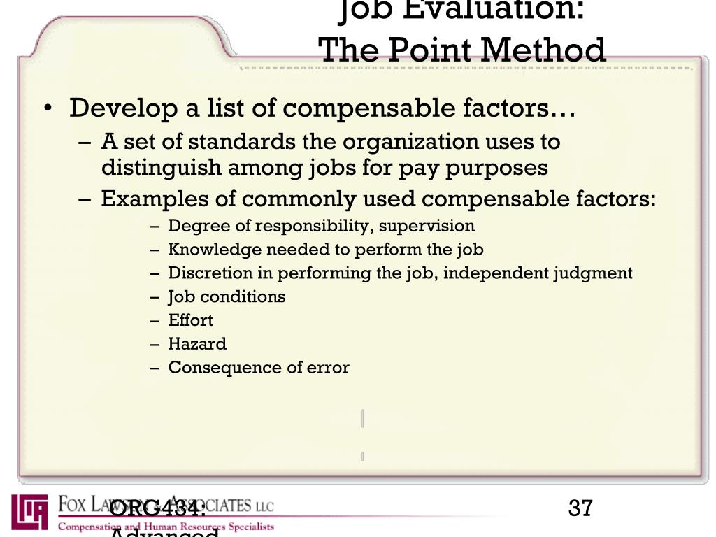 Point system as a method of job evaluation