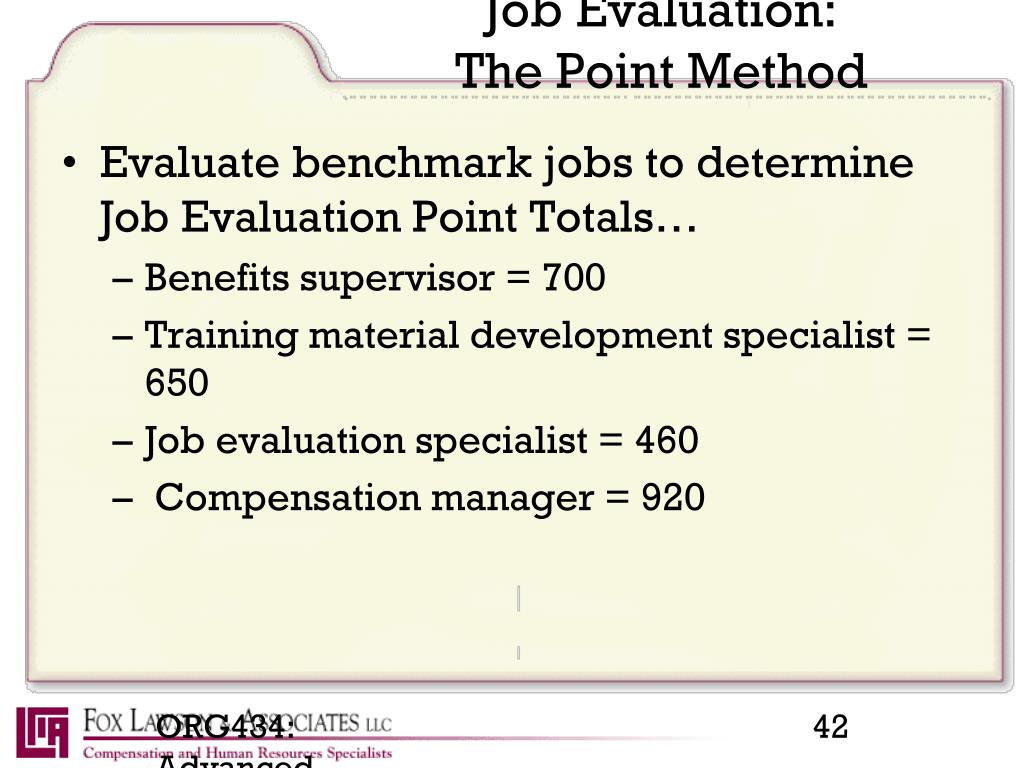 Point method of job evaluation sample