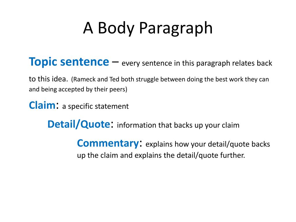 Topic Sentence For Body Paragraph 1