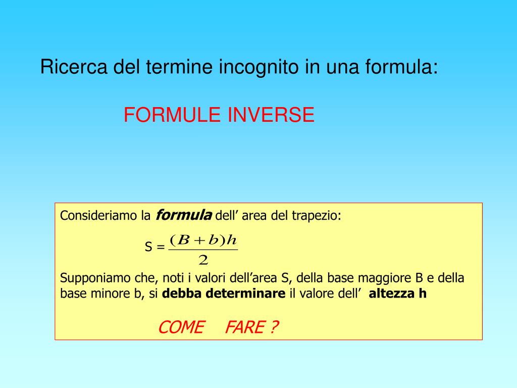 Ppt Consideriamo La Formula Dell Area Del Trapezio S Powerpoint Presentation Id