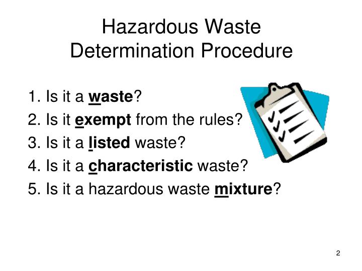 PPT Hazardous Waste Determination PowerPoint Presentation ID5464804