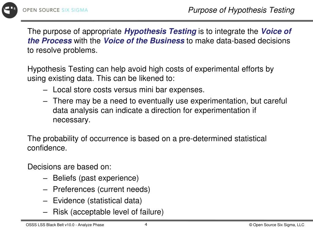 what are the purpose of hypothesis testing