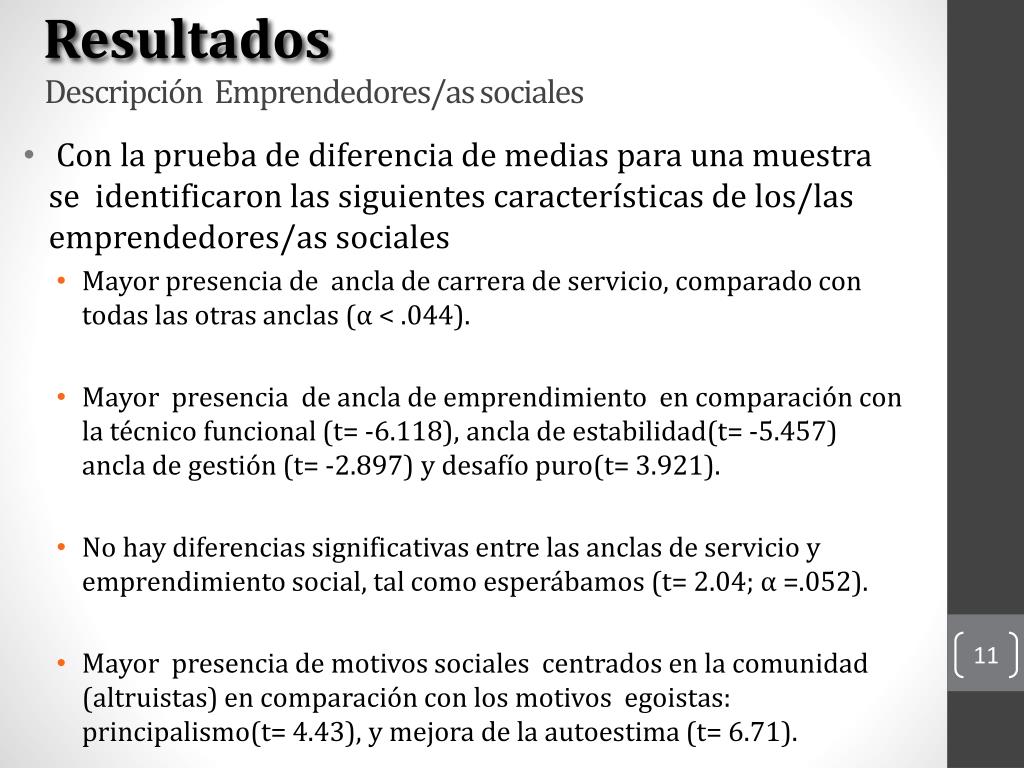 PPT - Caracterización Psicosocial de Emprendedores sociales : un estudio  comparativo PowerPoint Presentation - ID:5466330