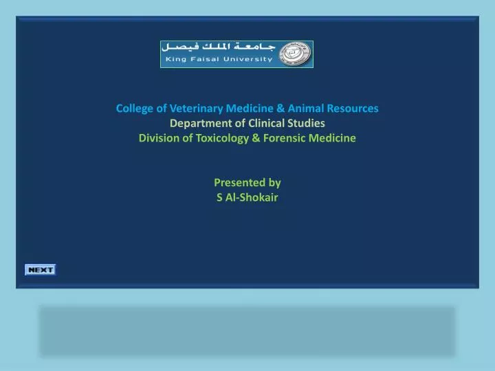 PPT - College Of Veterinary Medicine & Animal Resources Department Of ...