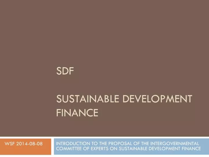 sdf sustainable development finance n.