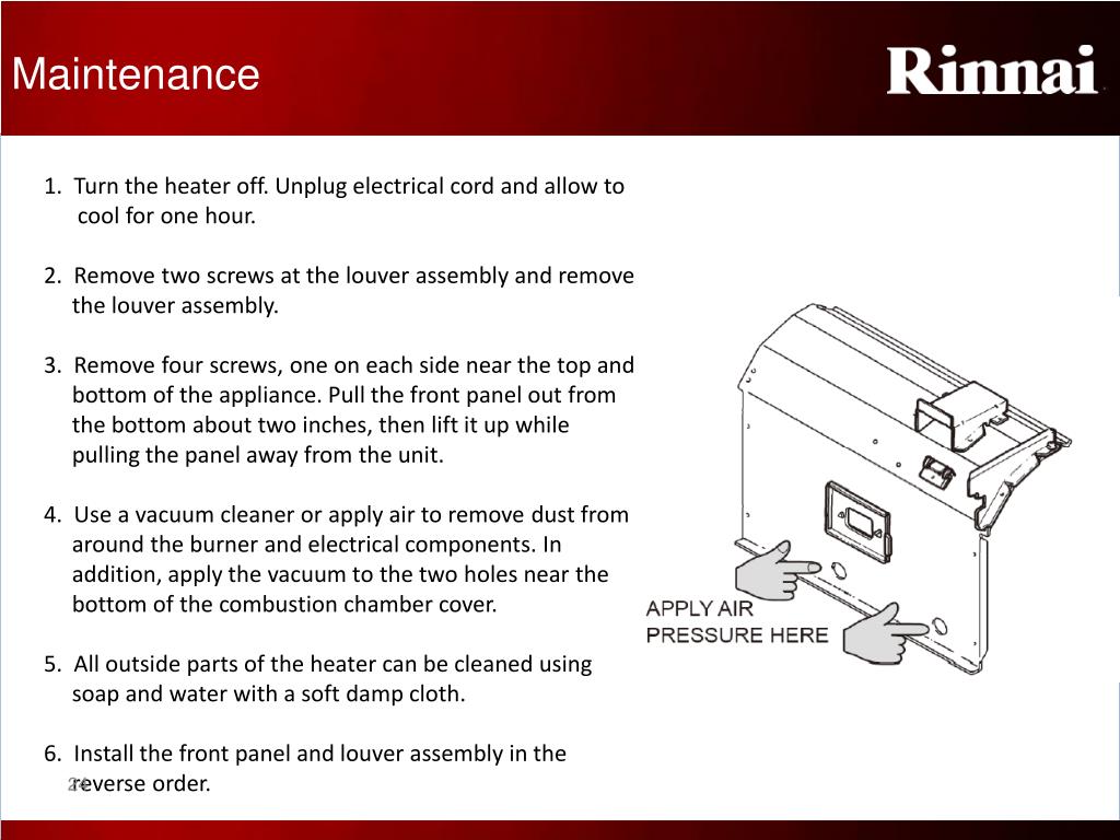 PPT - Rinnai Fan Convector Heaters Level II Training PowerPoint