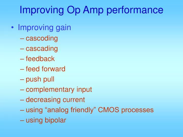 improving op amp performance n.
