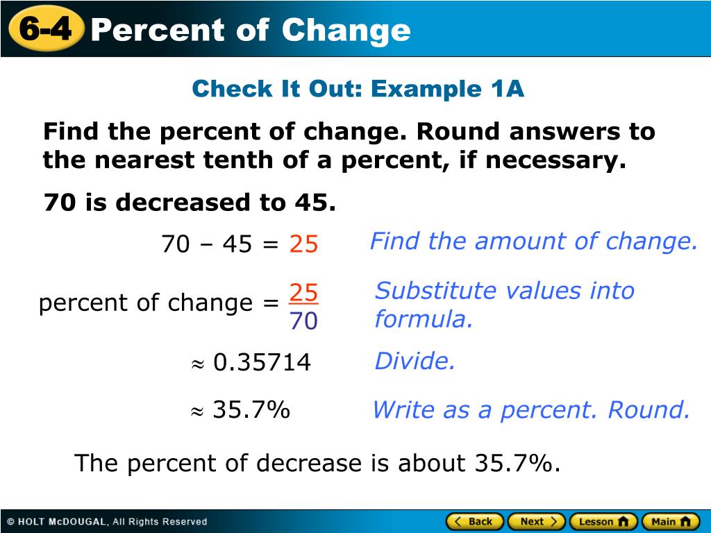 solve problems involving percent of change