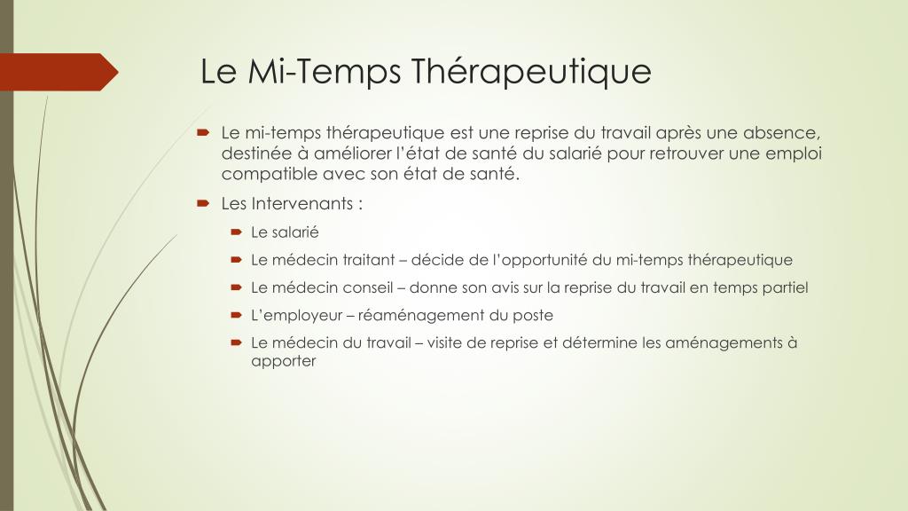 Licenciement en mi temps thérapeutique