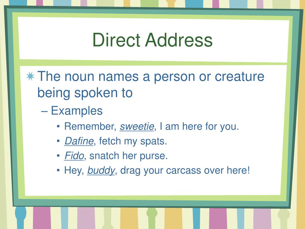 Noun Of Direct Address Worksheets