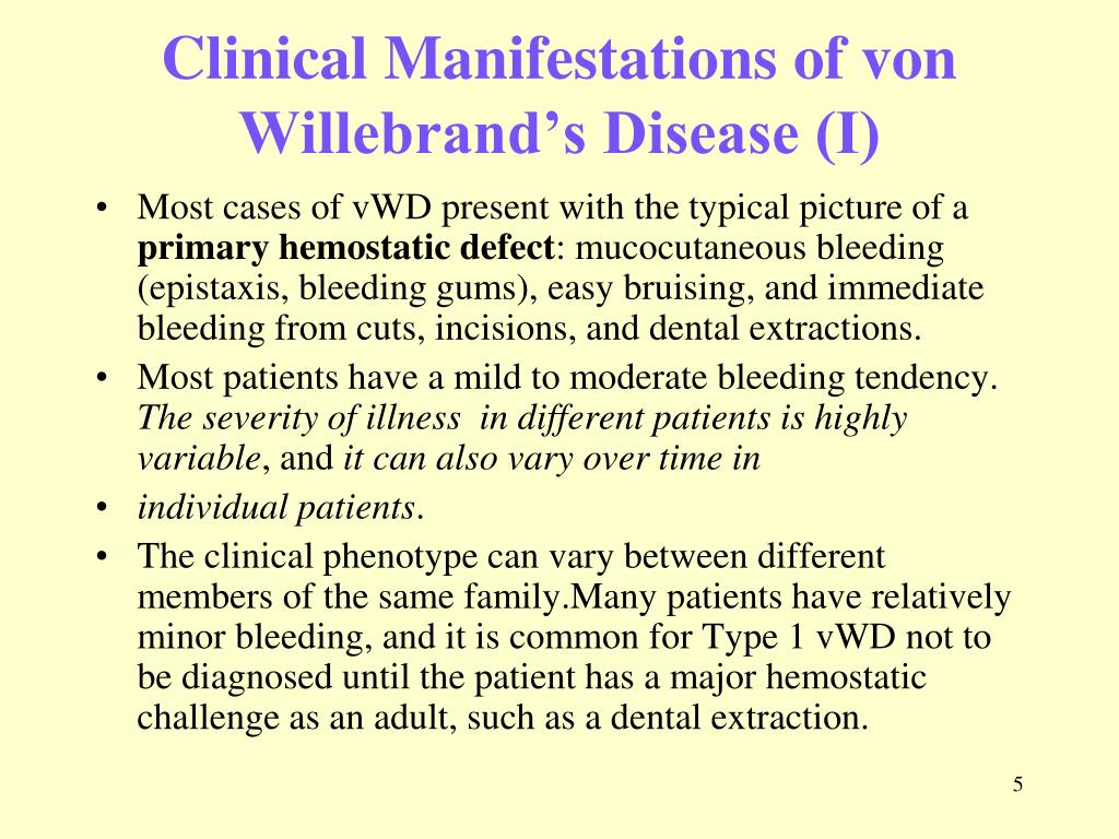 PPT - INHERITED DISORDERS OF COAGULATION von Willebrand Disease