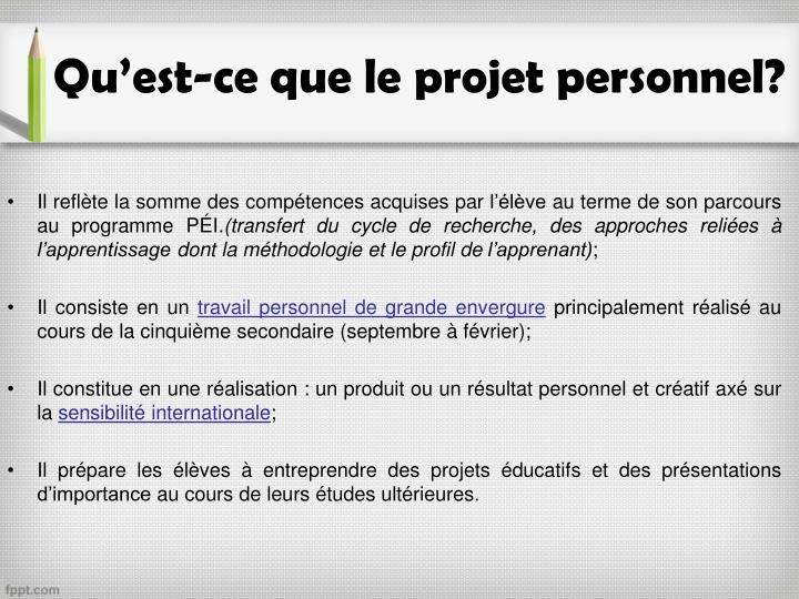 PPT  PROJET PERSONNEL PowerPoint Presentation  ID5470742