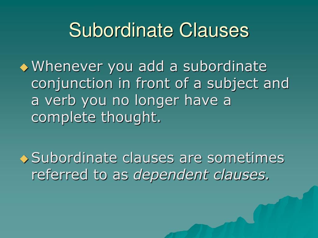 PPT - Main and Subordinate Clauses PowerPoint Presentation, free ...