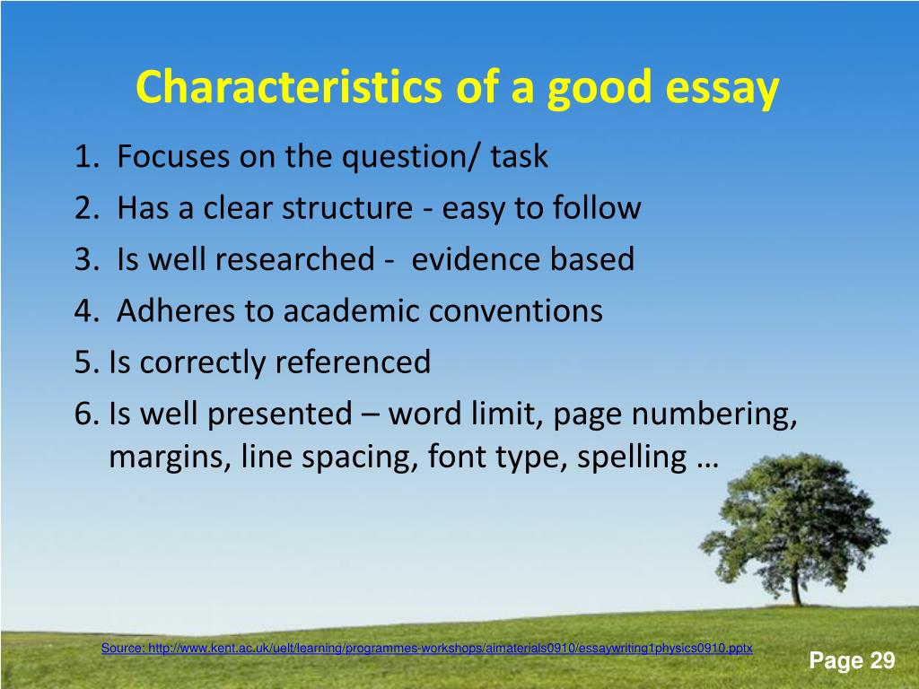 characteristics of good essay slideshare