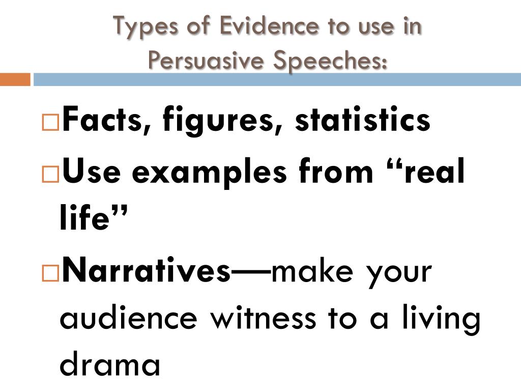 when presenting evidence in a speech you should