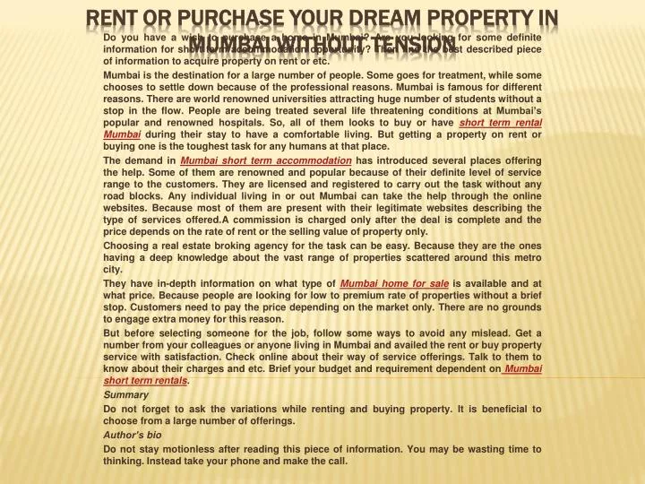 rent or purchase your dream property in mumbai without tension n.
