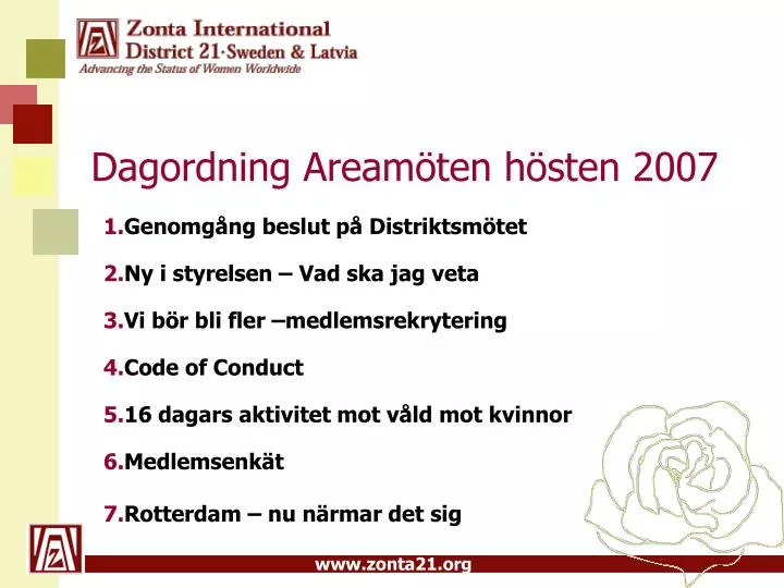 Ppt Dagordning Areamoten Hosten 2007 Powerpoint Presentation