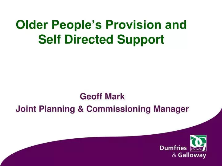 older people s provision and self directed support n.